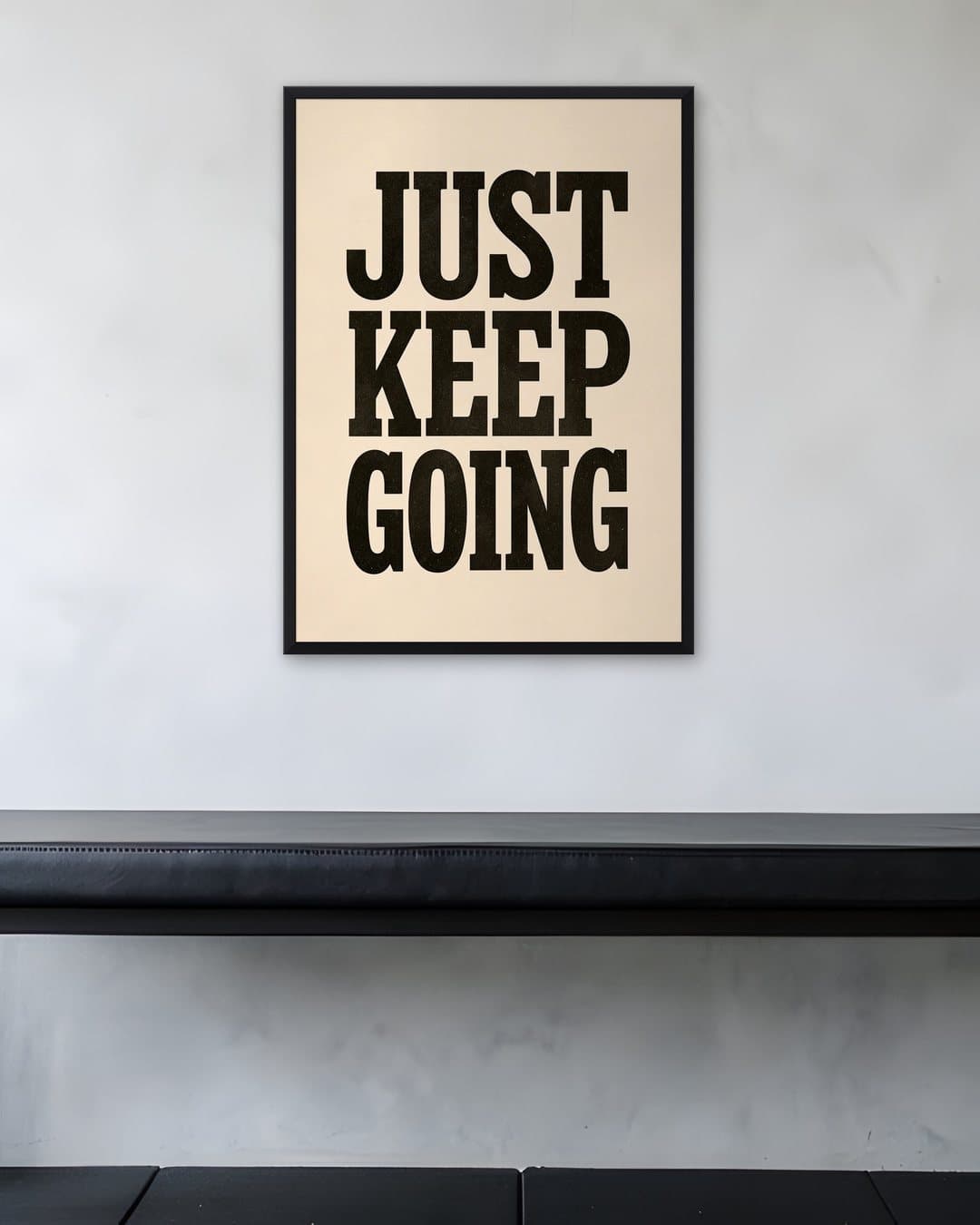 Just Keep Going Yazılı Tablo tablosu spor salonu duvarında: 50 × 70 cm, siyah ahşap çerçeve