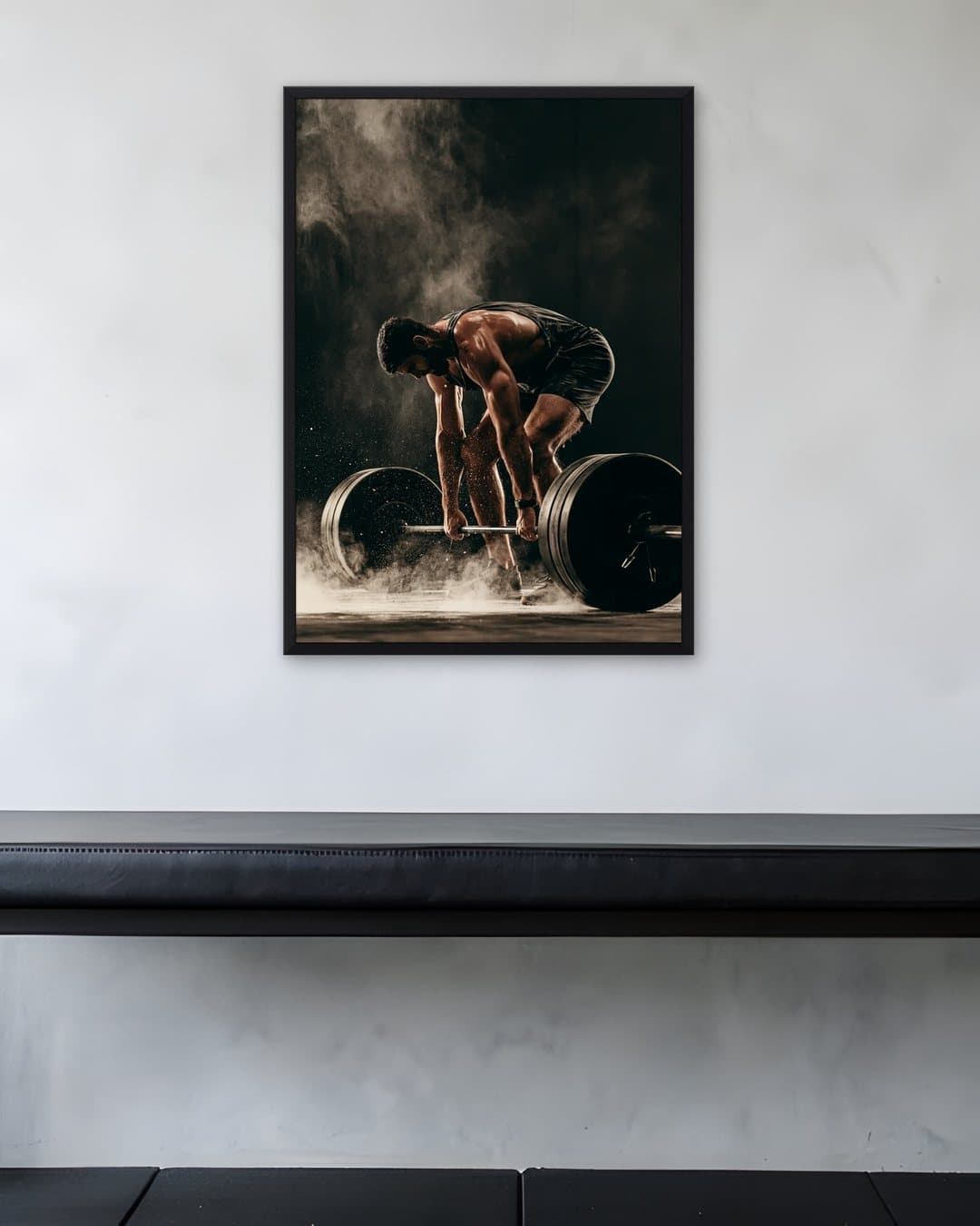 Tebeşir Tozunda Deadlift tablosu spor salonu duvarında: 50 × 70 cm, siyah ahşap çerçeve