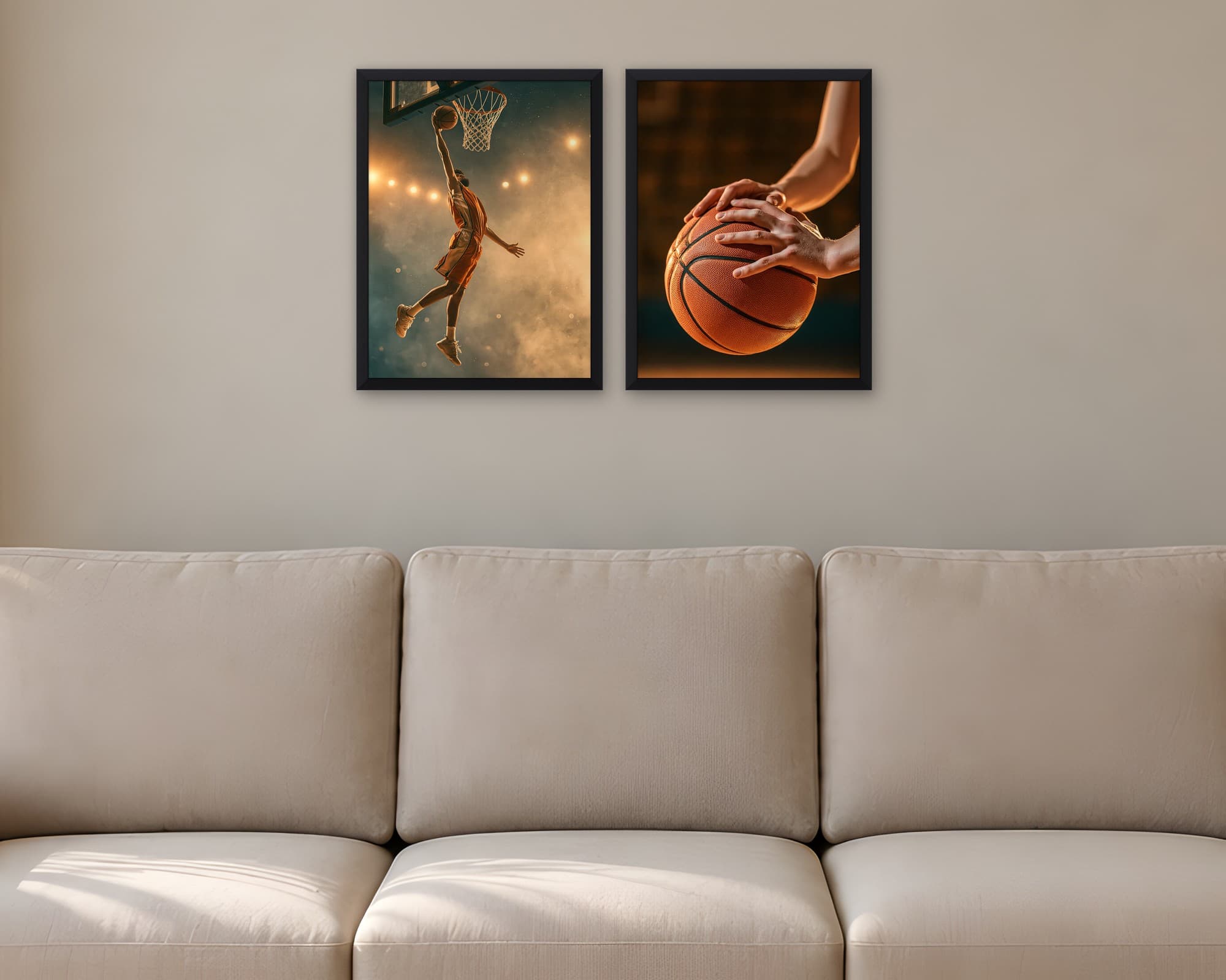 Arena ve Top Basketbol 2'li Set — Tablo Seti, duvarda oda görünümü