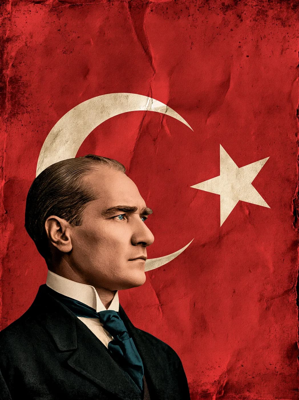 Ay Yıldız ve Atatürk Profili — atatürk temalı UV baskı tablo