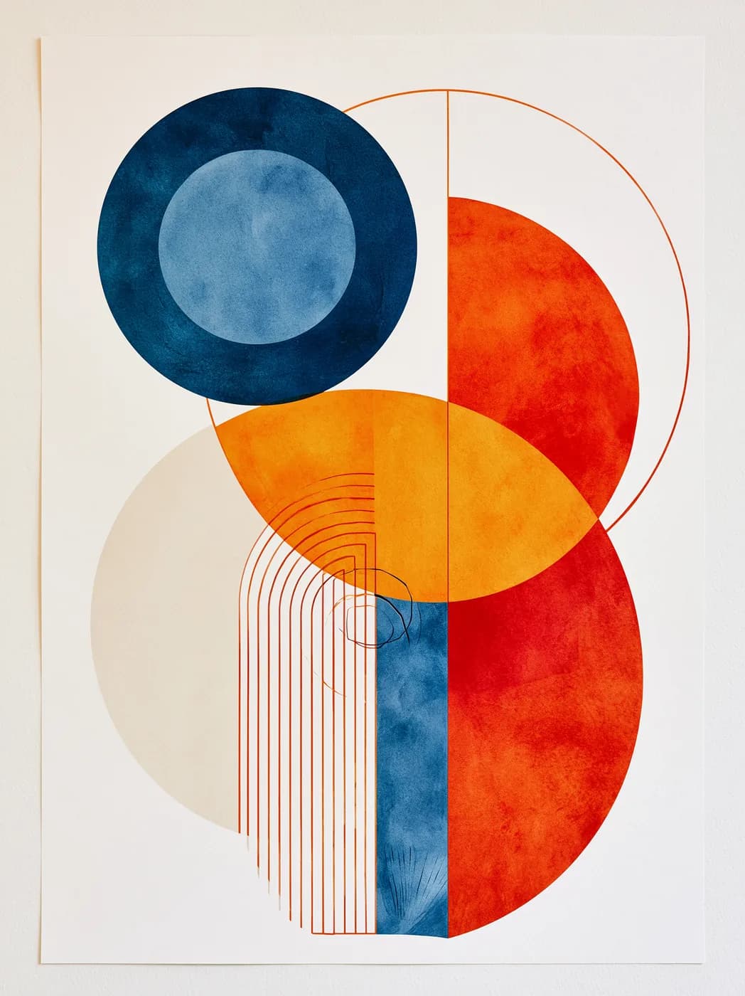 Bauhaus Daireler ve Çizgiler — geometrik temalı UV baskı tablo