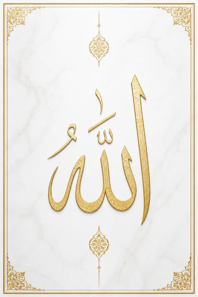 Beyaz Mermer Üzerine Allah Lafzı