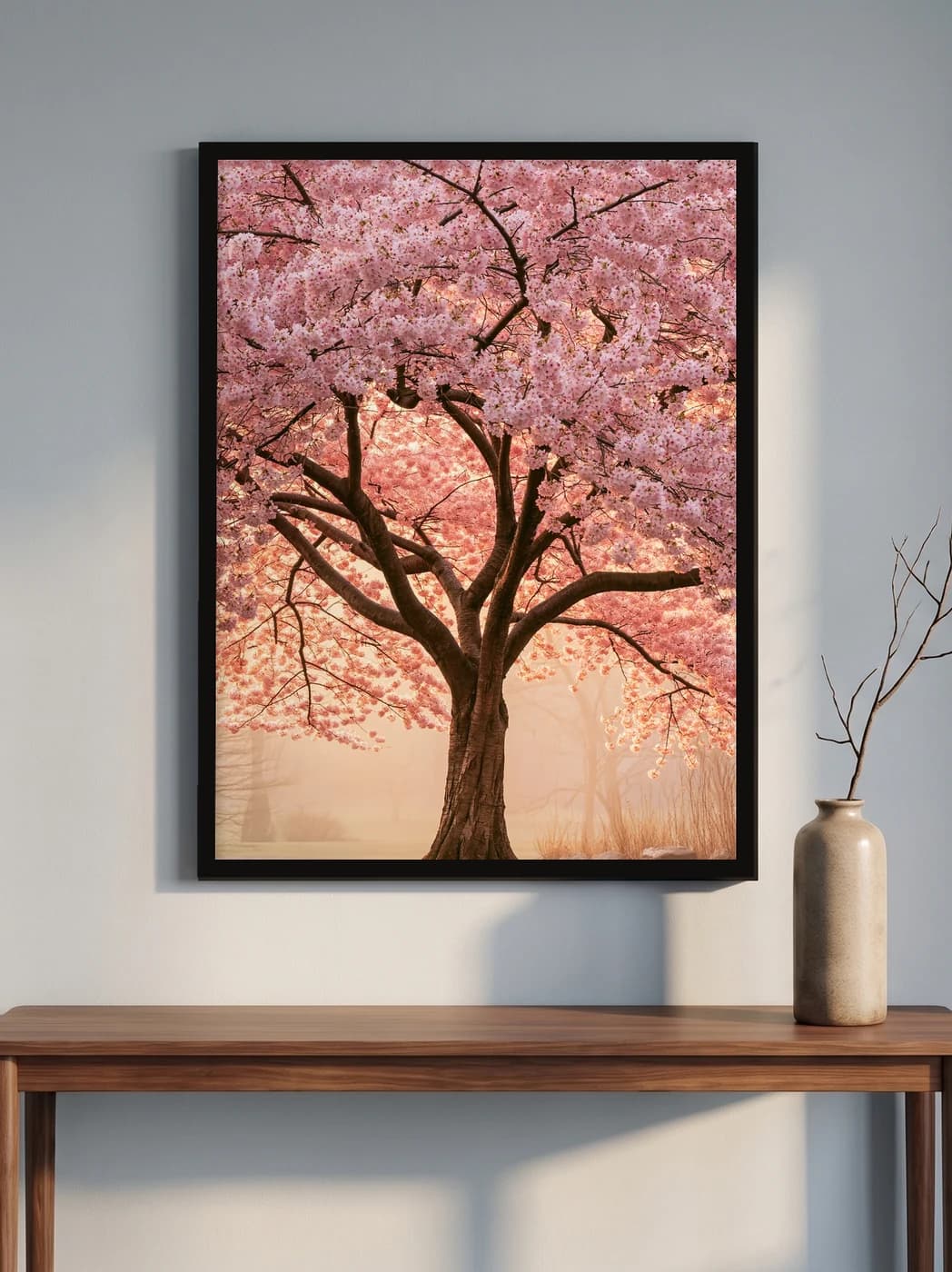 Çiçek Açmış Sakura Ağacı — duvarda oda görünümü