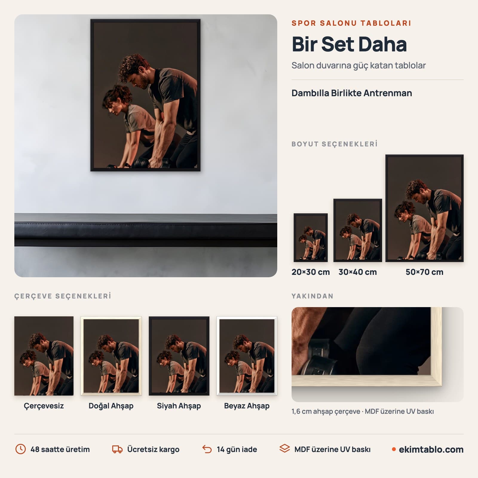 Dambılla Birlikte Antrenman — boyut ve çerçeve seçenekleri