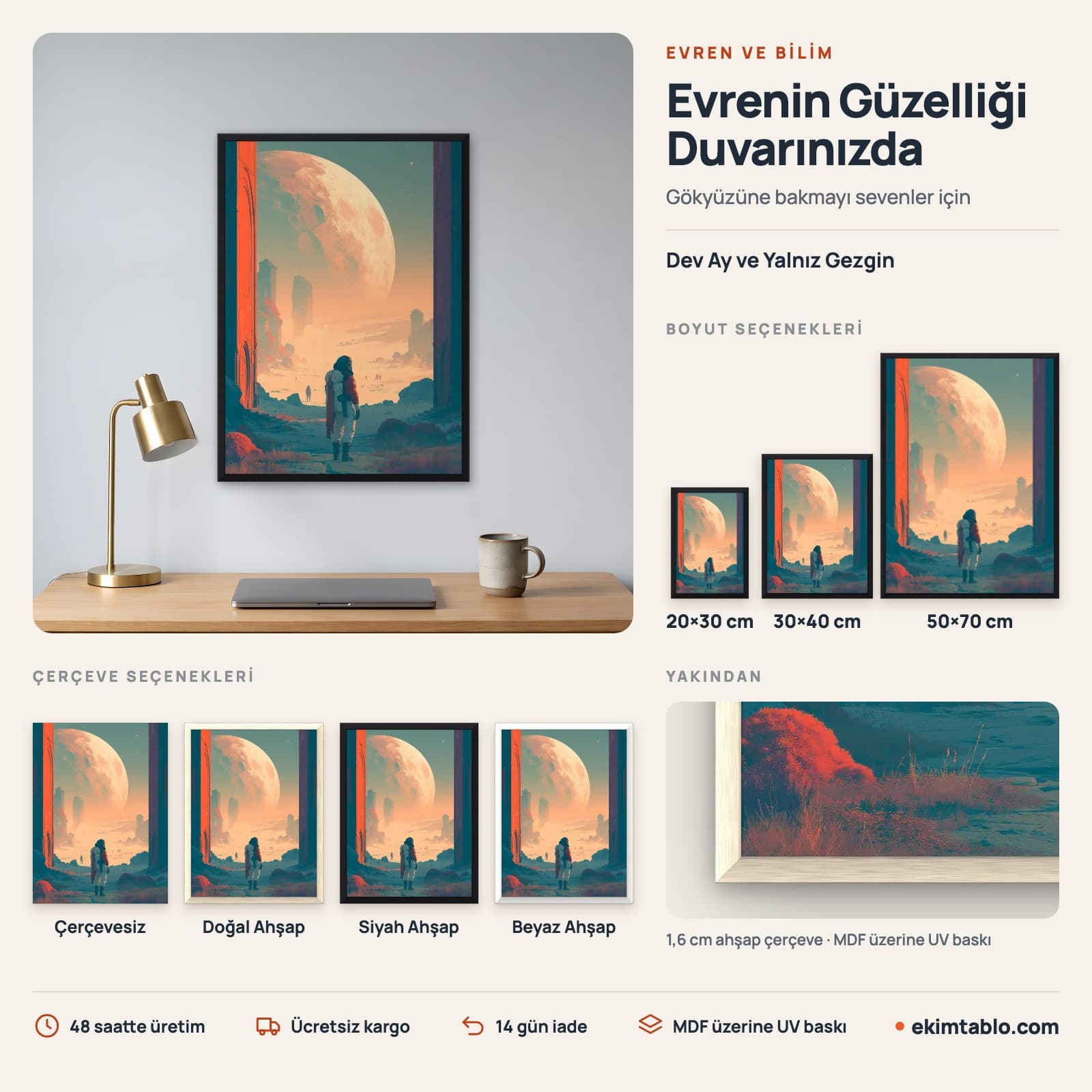 Dev Ay ve Yalnız Gezgin — boyut ve çerçeve seçenekleri