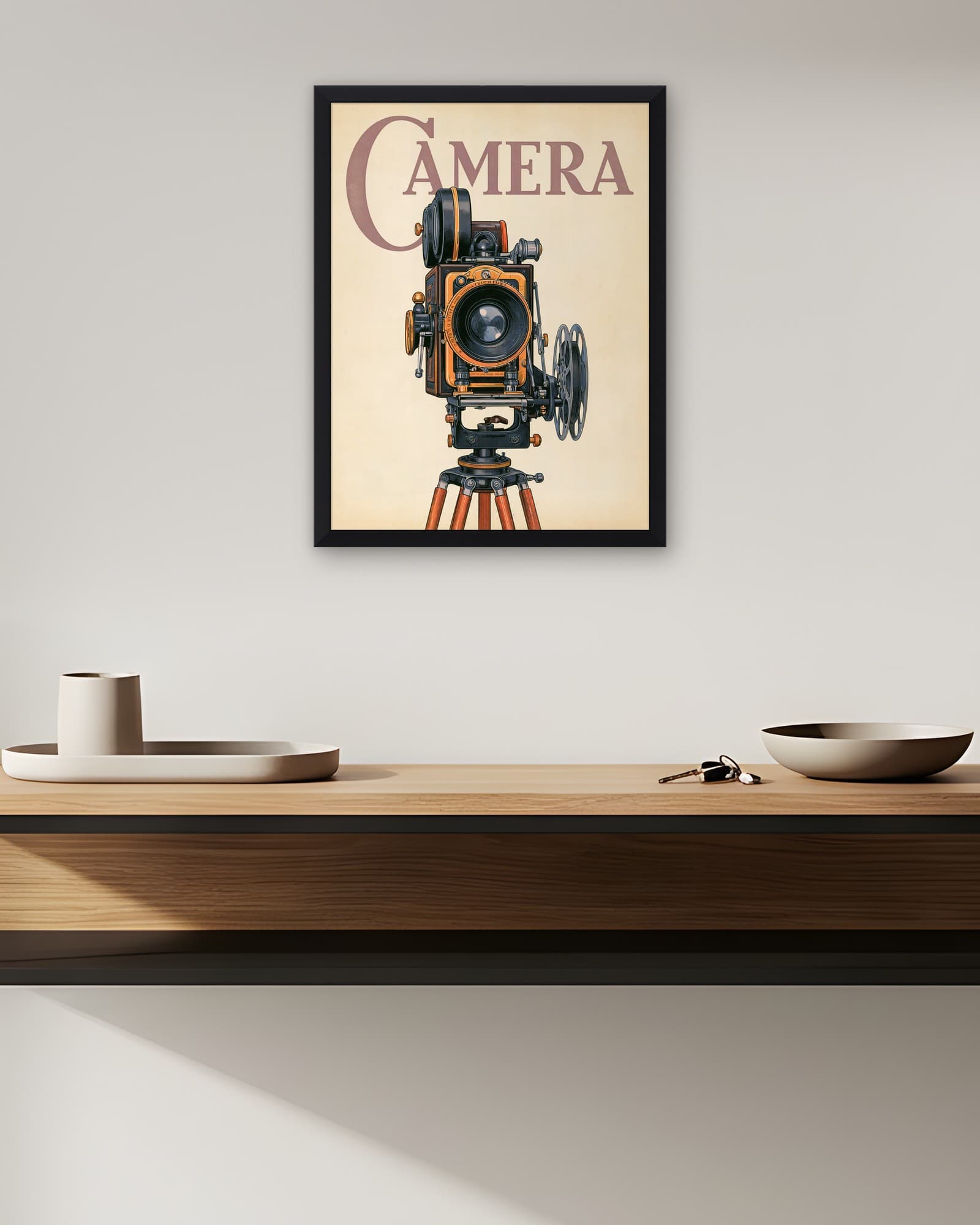 Film Kamerası — Camera — Retro Duvar Tablosu, duvarda oda görünümü