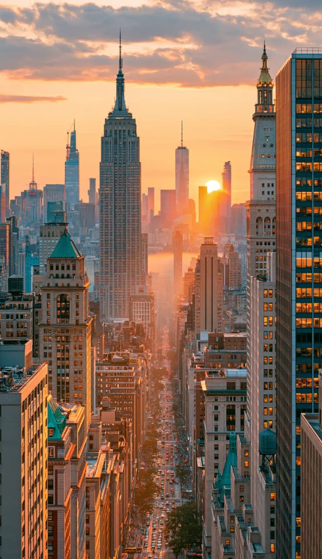 Gün Batımında New York Silueti