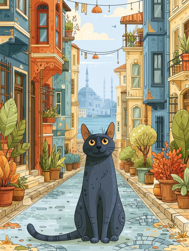 İstanbul Sokağında Gri Kedi