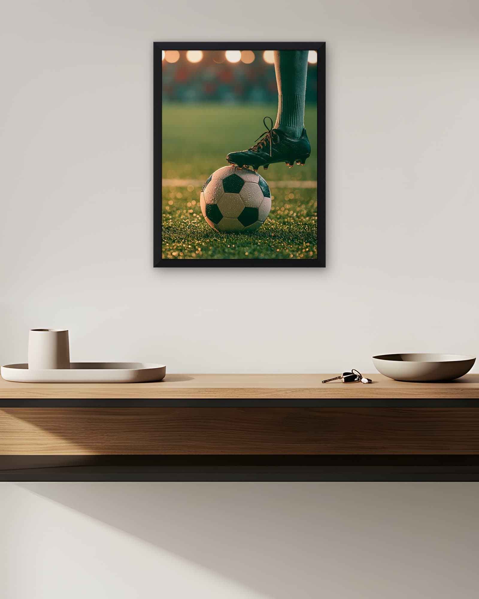 Krampon ve Top — Futbol Tablosu, duvarda oda görünümü