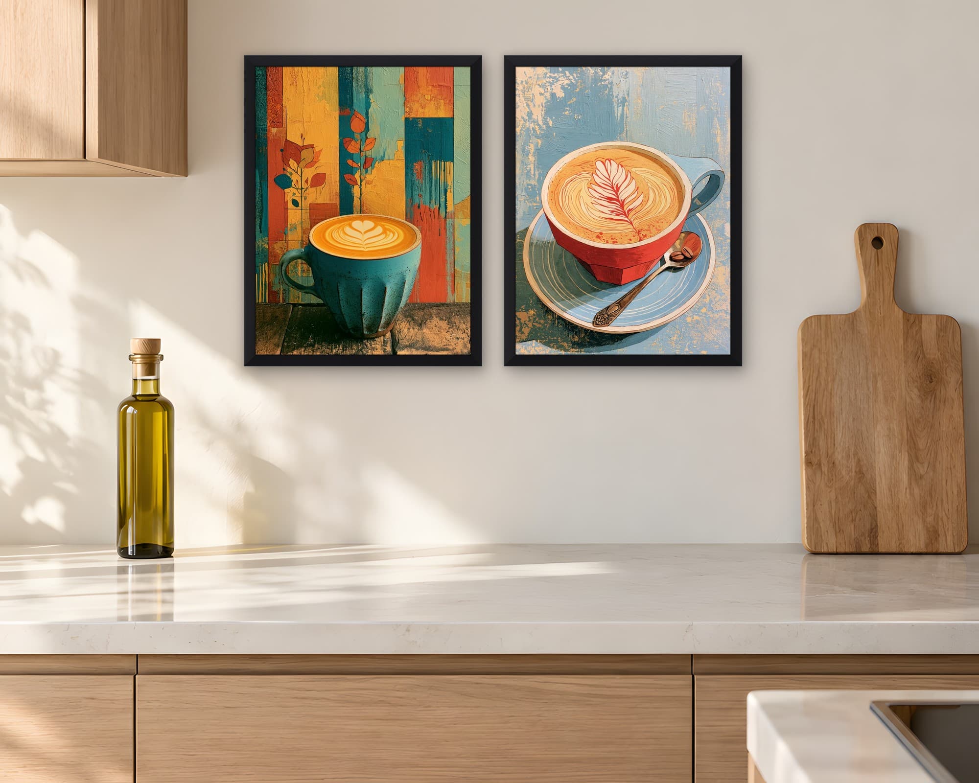 Latte 2'li Set — Tablo Seti, duvarda oda görünümü