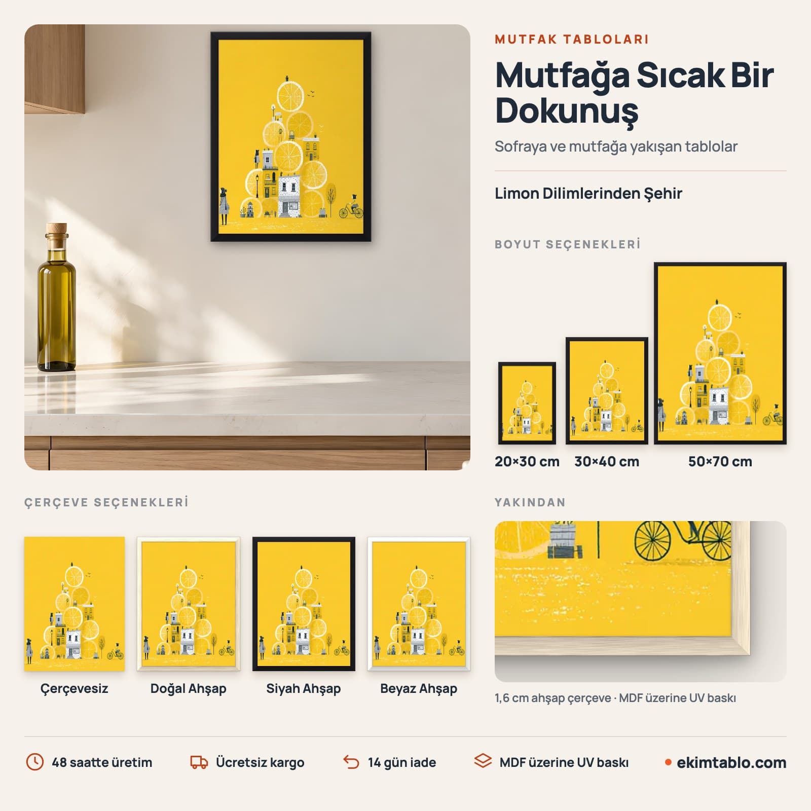 Limon Dilimlerinden Şehir — boyut ve çerçeve seçenekleri