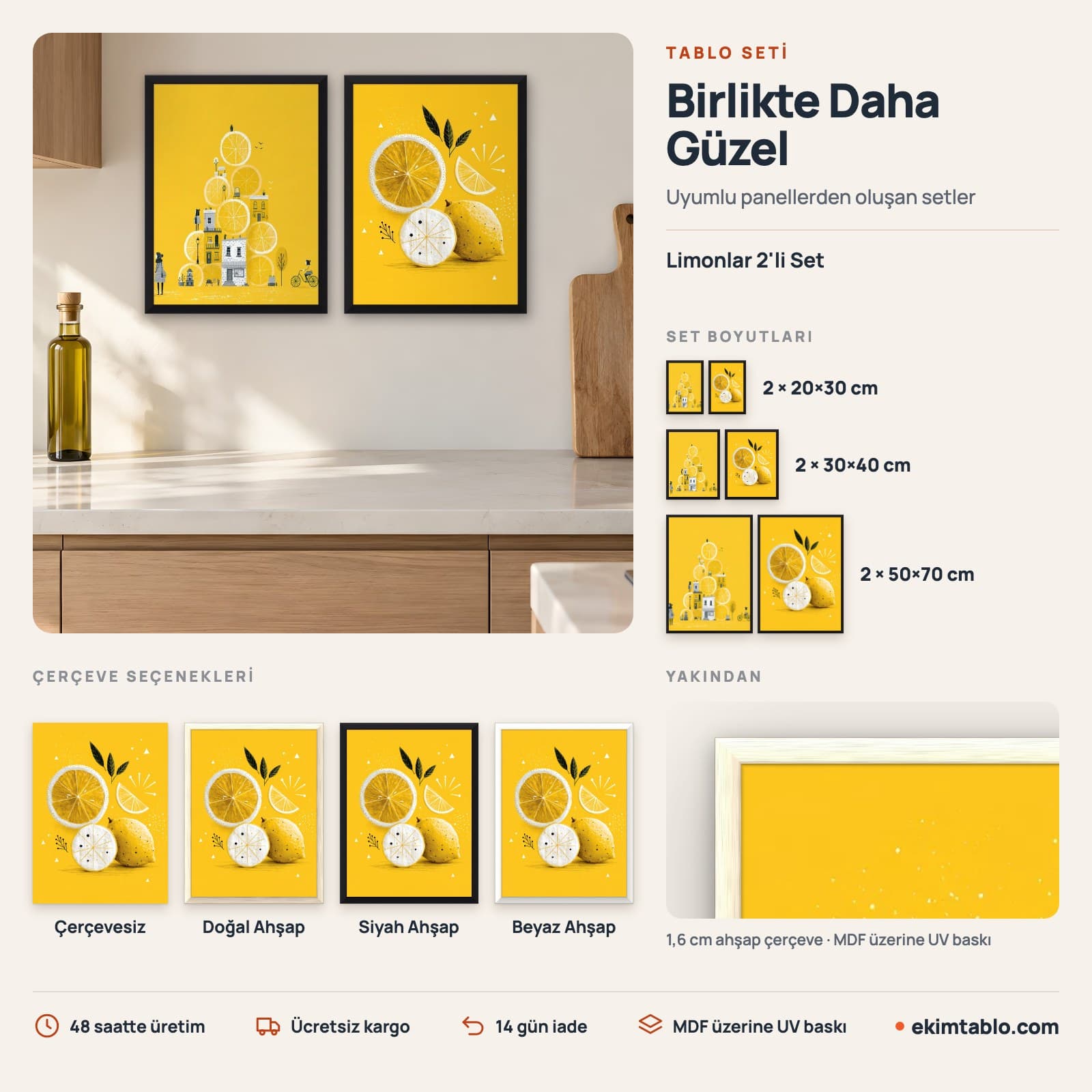 Limonlar 2'li Set — boyut ve çerçeve seçenekleri
