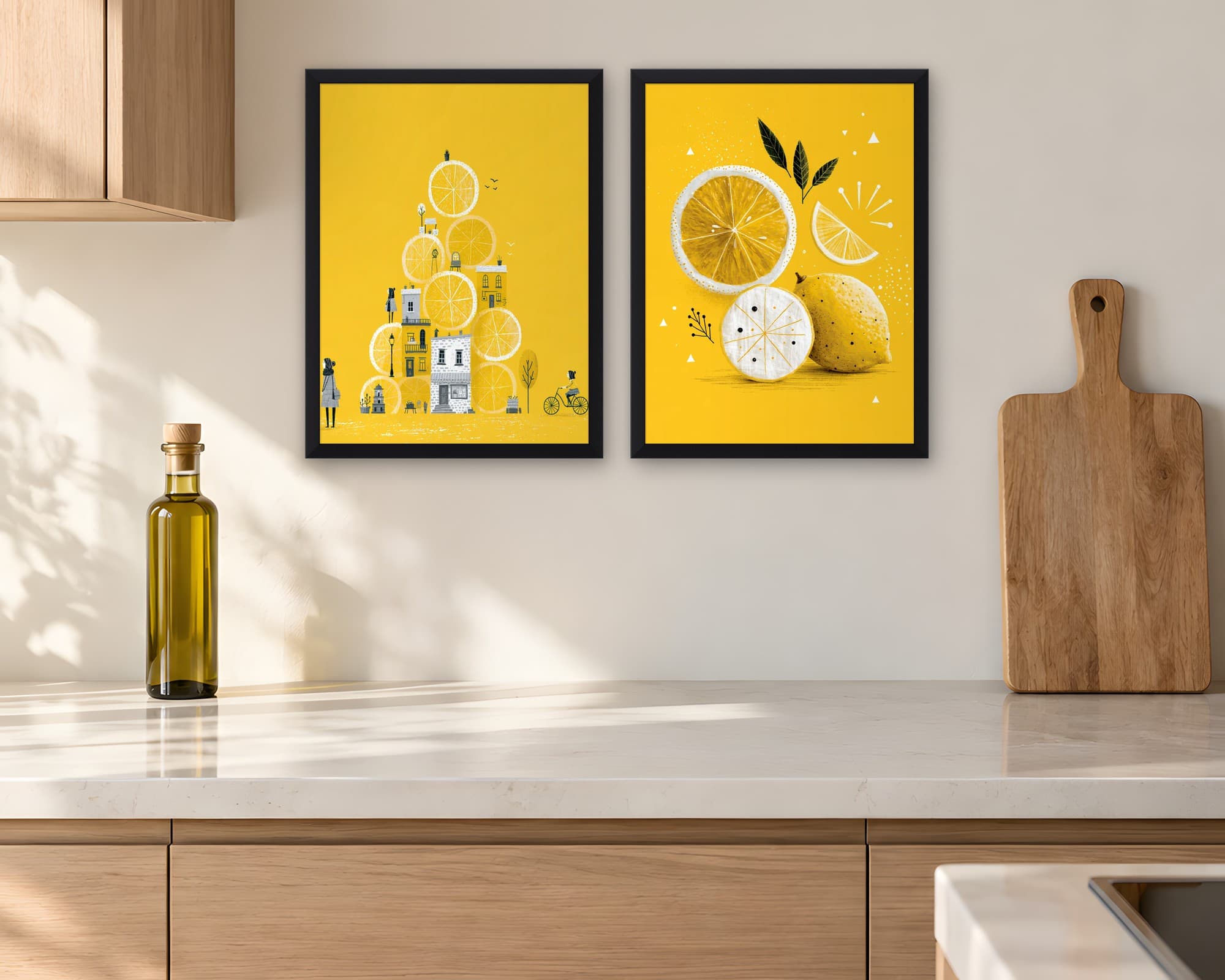 Limonlar 2'li Set — Tablo Seti, duvarda oda görünümü