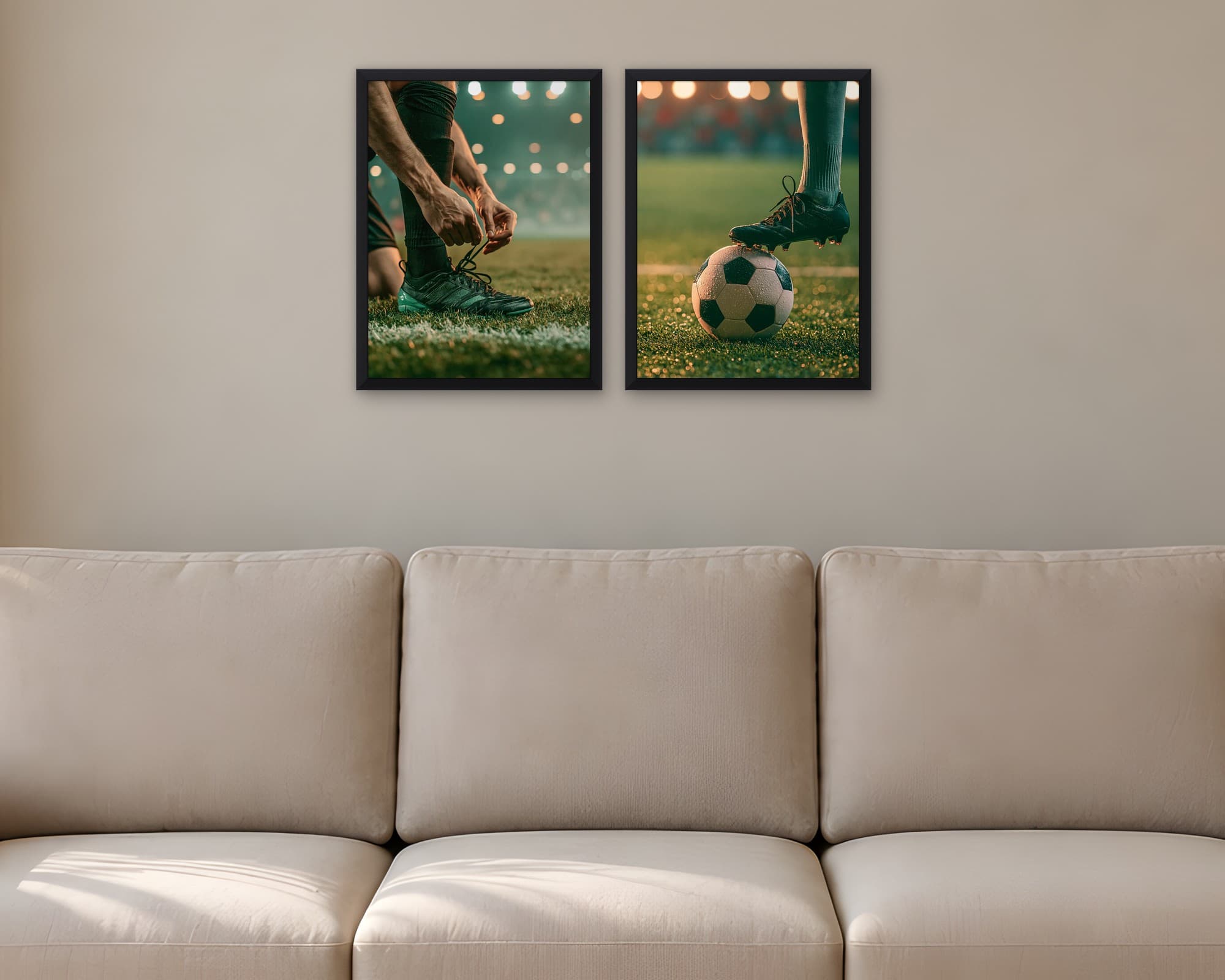 Maç Öncesi 2'li Set — Tablo Seti, duvarda oda görünümü