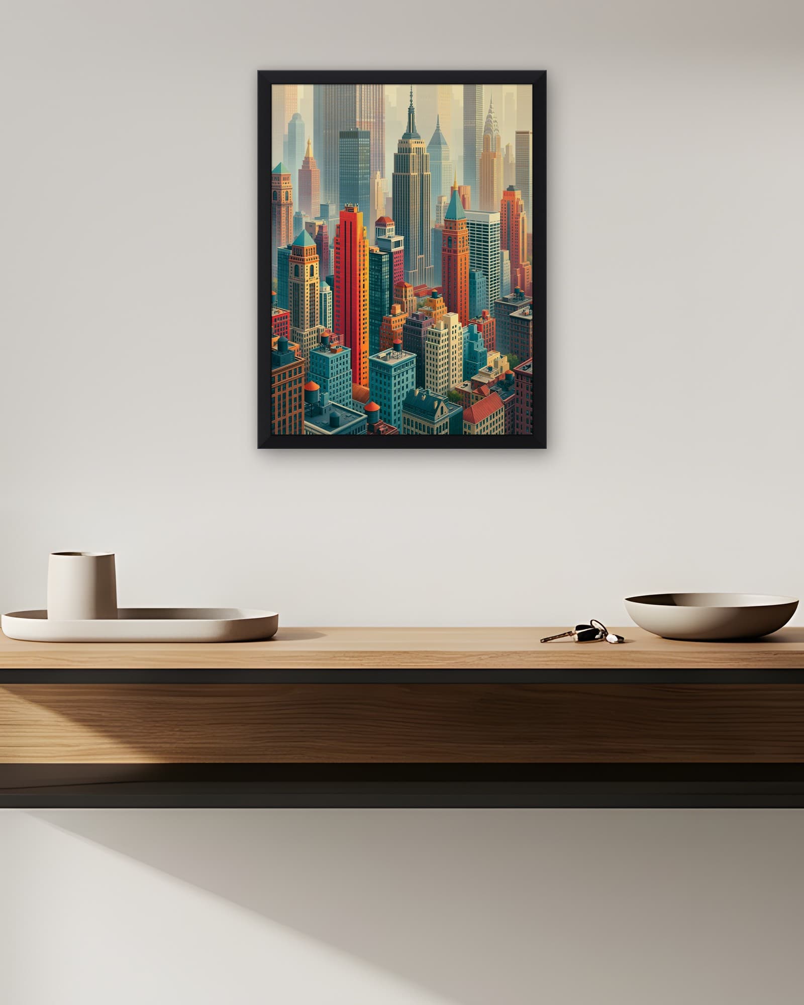 New York Gökdelenleri — Şehir Duvar Tablosu, duvarda oda görünümü