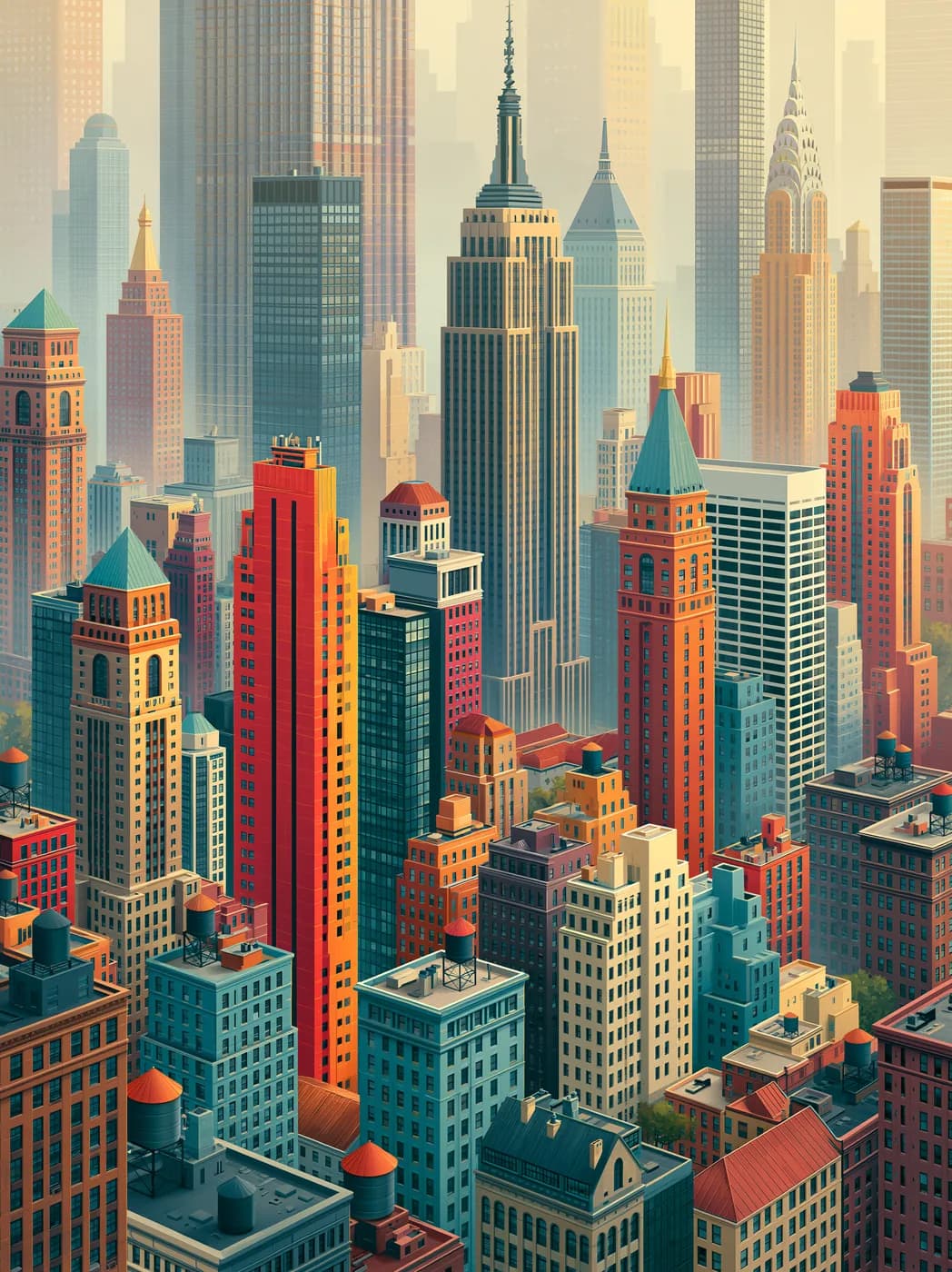 New York Gökdelenleri — şehirler temalı UV baskı tablo