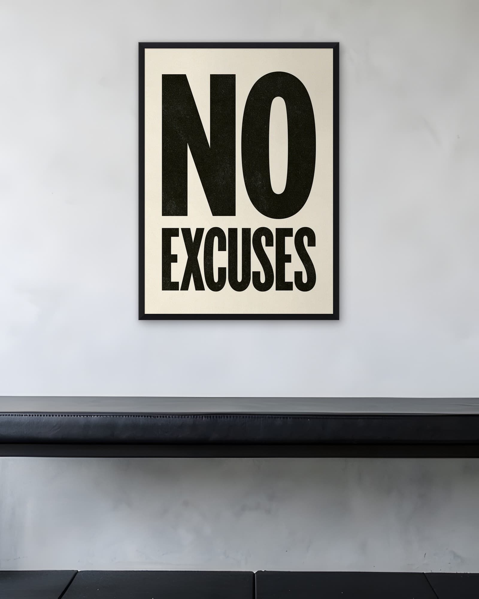 No Excuses Yazılı Tablo — Spor Salonu Tablosu, duvarda oda görünümü