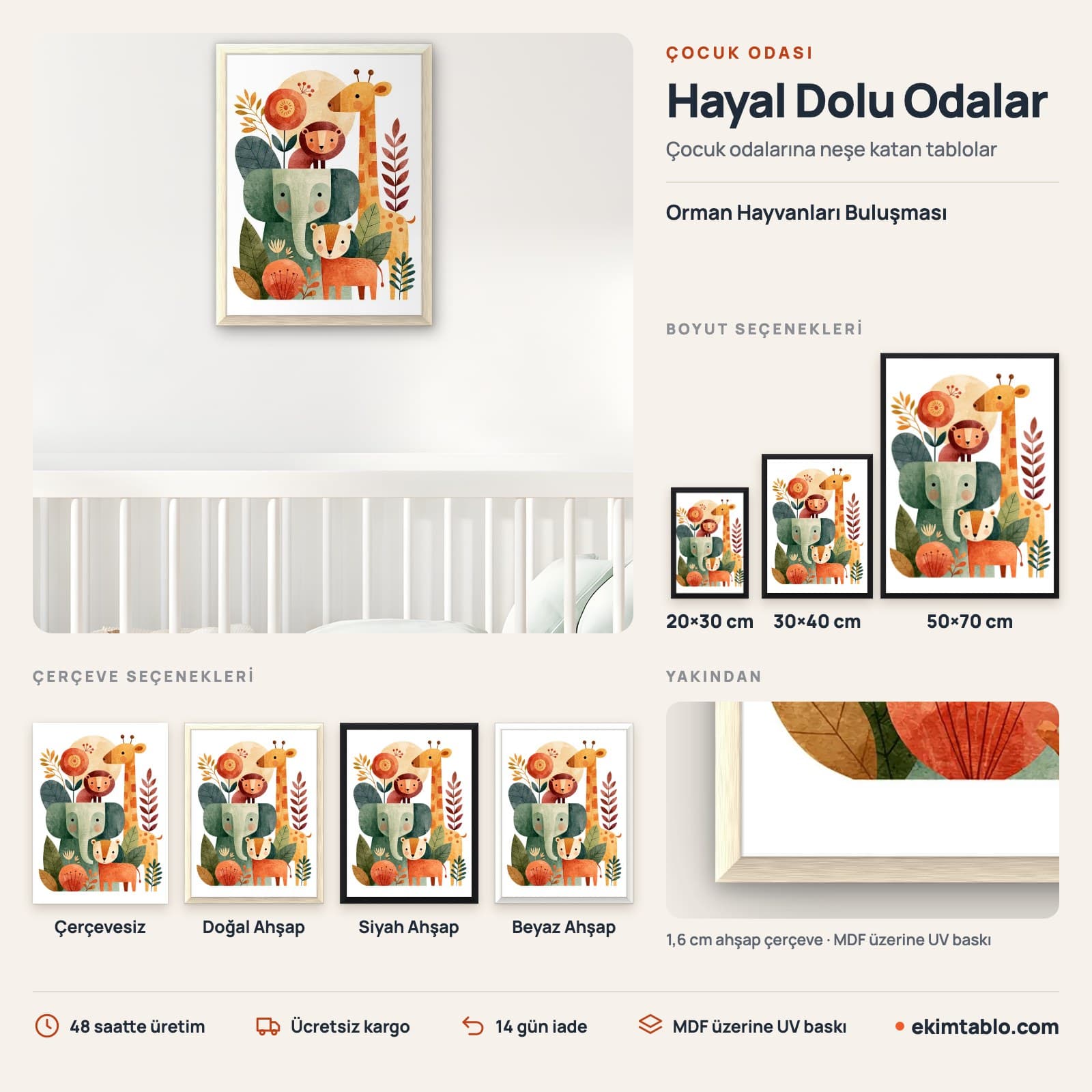 Orman Hayvanları Buluşması — boyut ve çerçeve seçenekleri