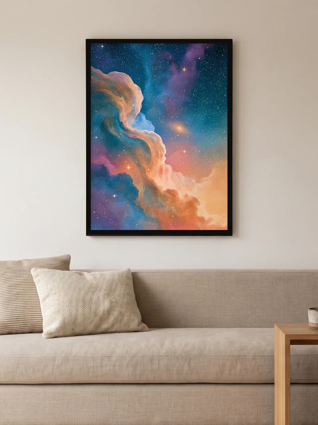 Renkli Nebula — duvarda oda görünümü