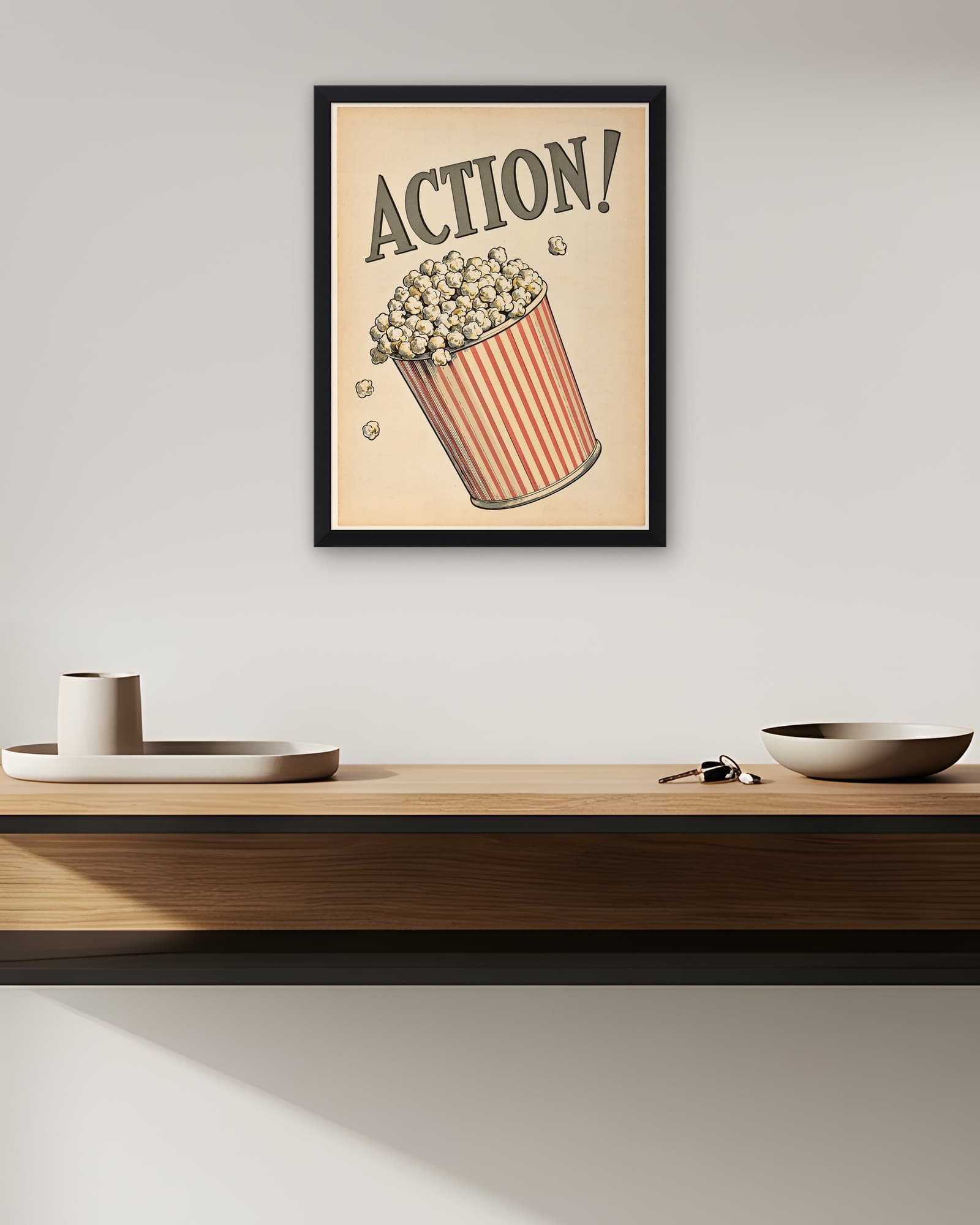 Sinema Mısırı — Action — Retro Duvar Tablosu, duvarda oda görünümü