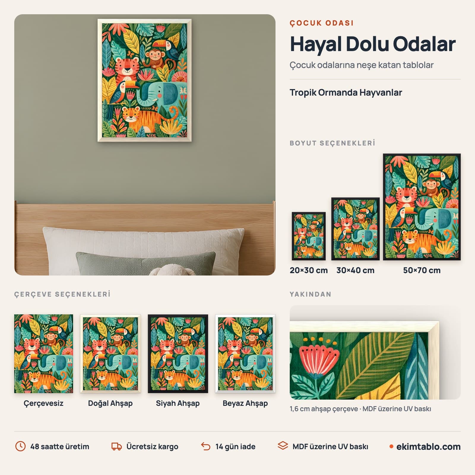Tropik Ormanda Hayvanlar — boyut ve çerçeve seçenekleri