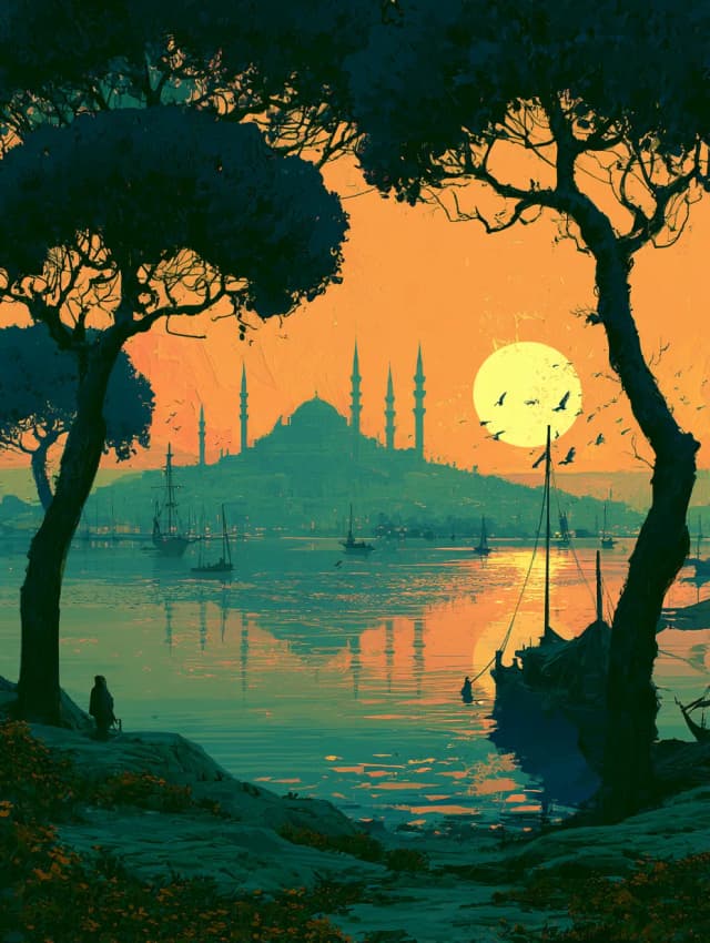 Turuncu Gün Batımında İstanbul