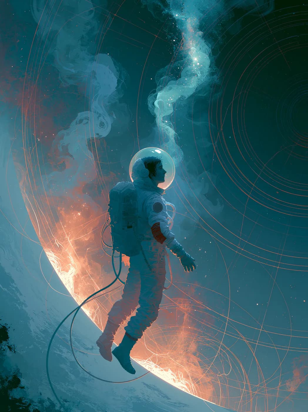 Uzayda Süzülen Astronot — evren ve bilim temalı UV baskı tablo