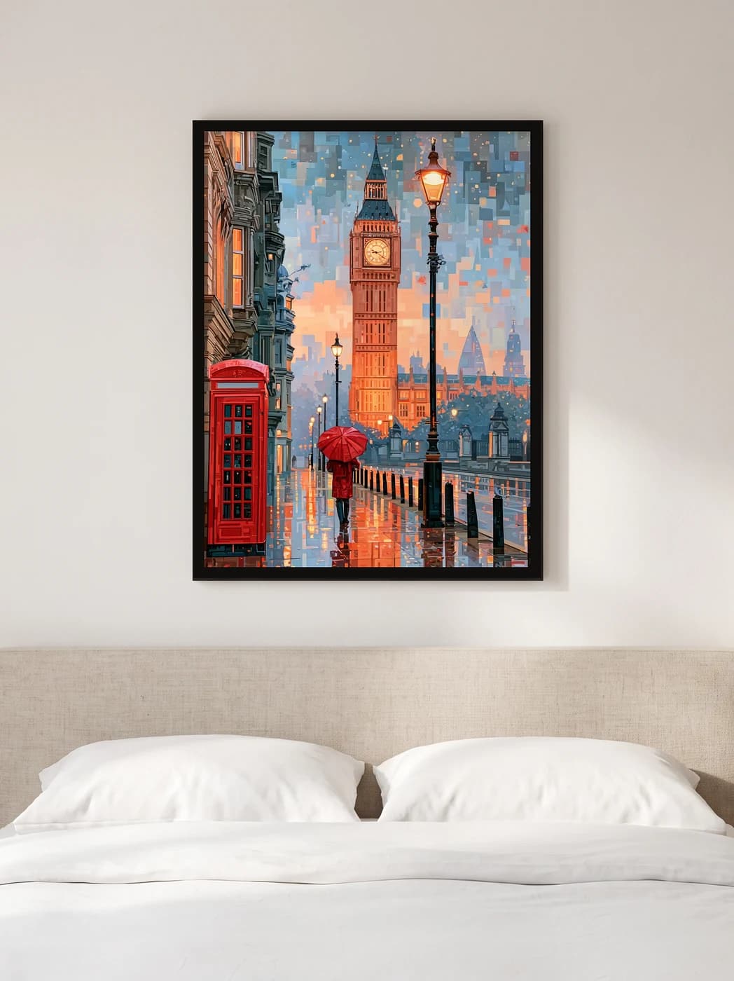 Yağmurda Big Ben — Şehir Duvar Tablosu, duvarda oda görünümü
