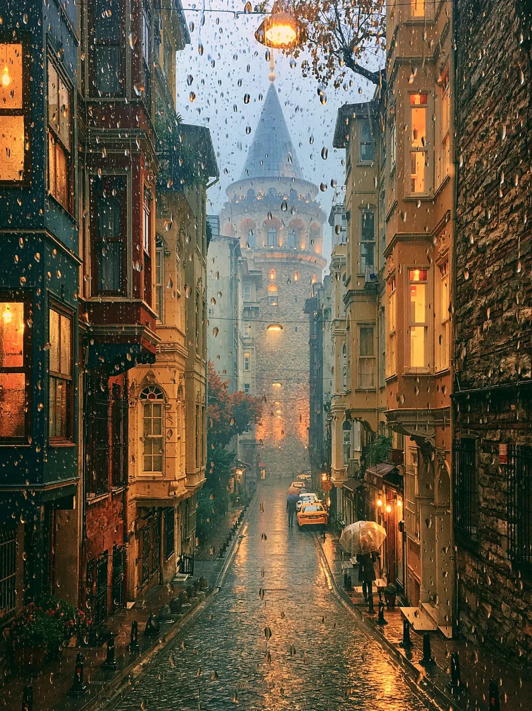Yağmurlu Galata Sokağı — istanbul temalı UV baskı tablo