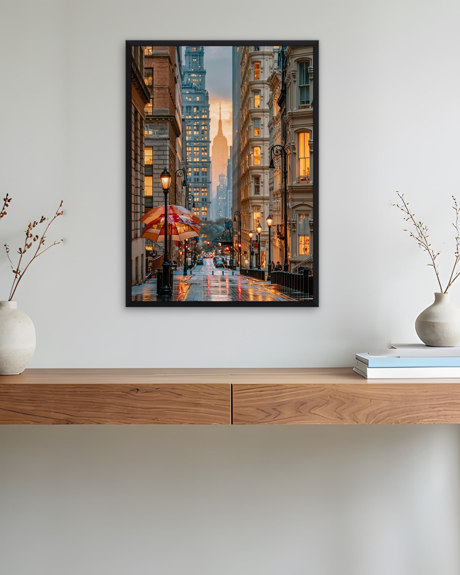 Yağmurlu New York Sokağı — New York Duvar Tablosu, duvarda oda görünümü