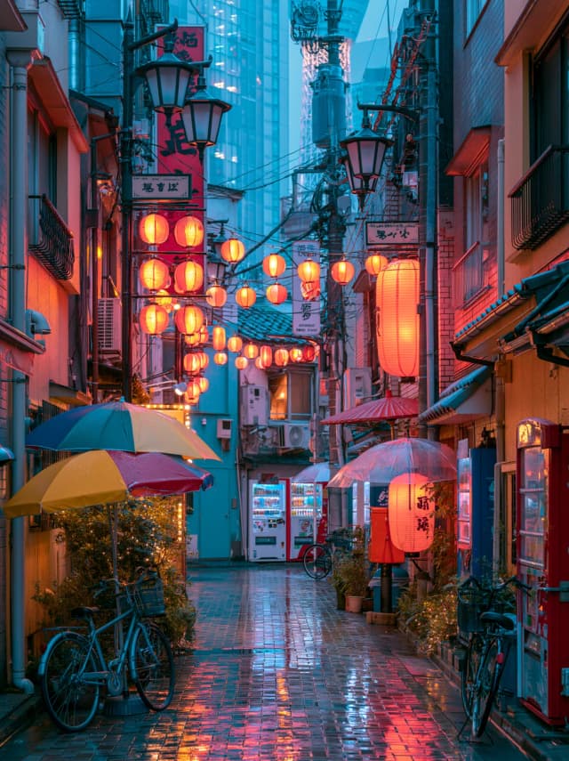 Yağmurlu Tokyo Sokağı