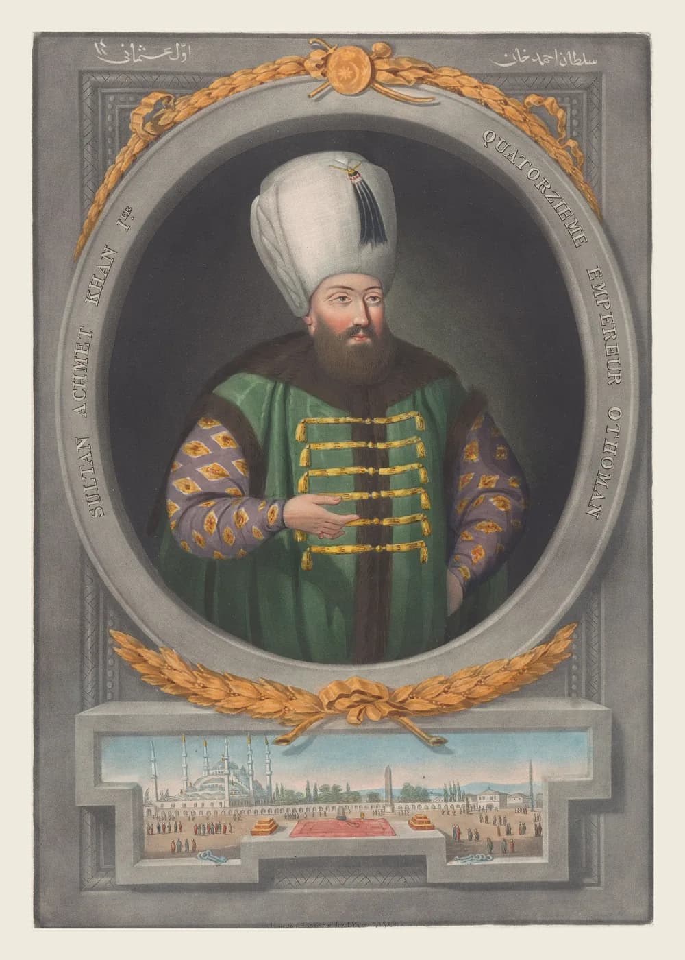 I. Ahmet Gravür Portresi — Osmanlı Padişahı Tablosu