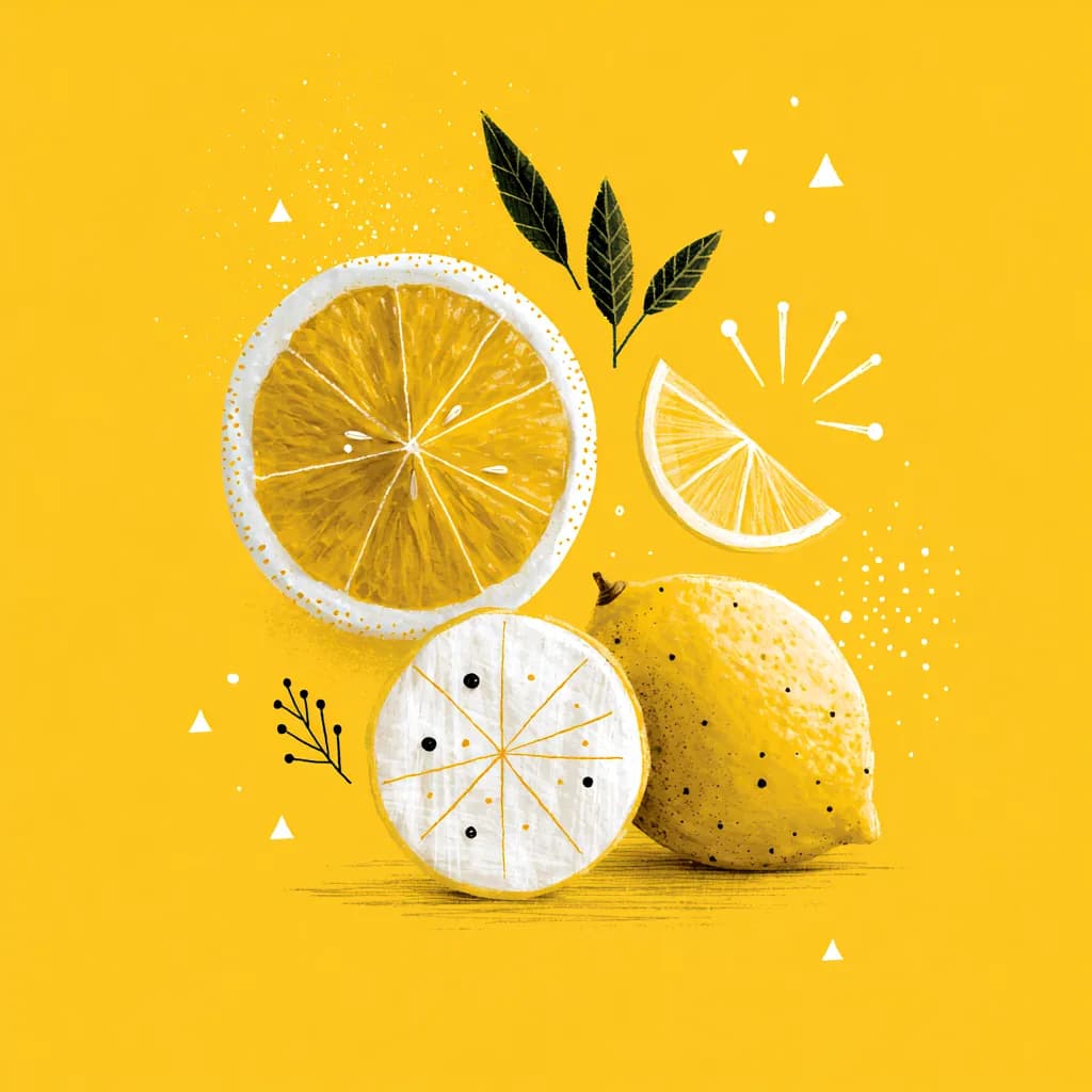 Sarı Zeminde Limon Dilimleri — yiyecek ve içecek temalı UV baskı tablo