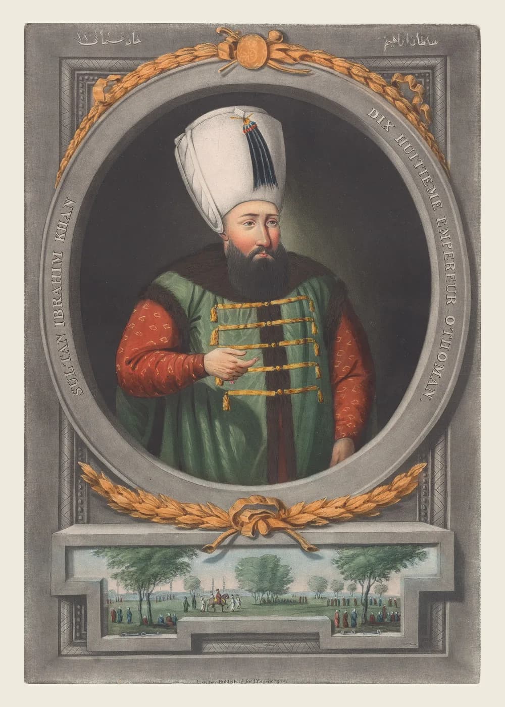 Sultan İbrahim Gravür Portresi — Osmanlı Padişahı Tablosu