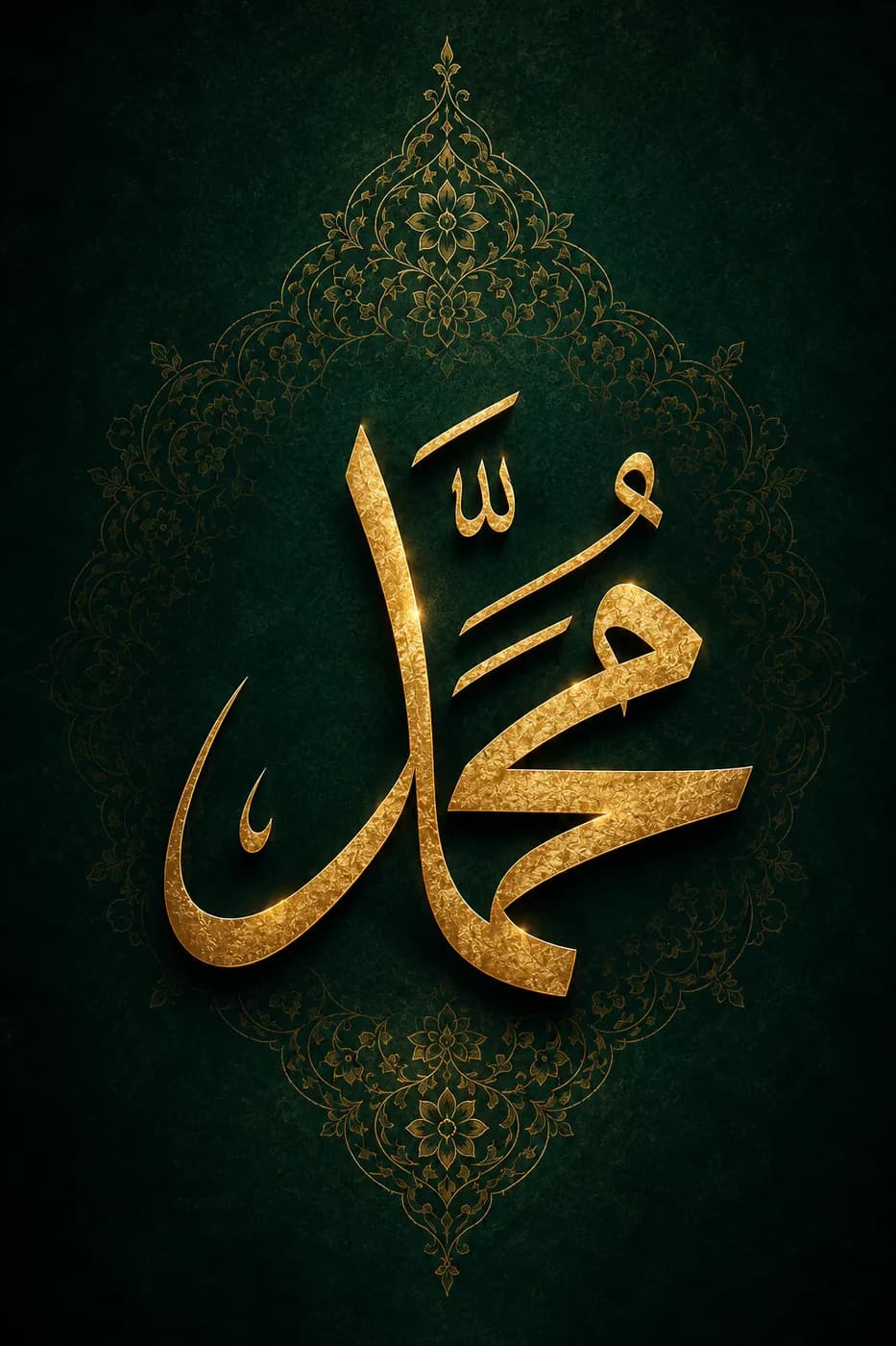 Yeşil Zeminde Allah ve Muhammed 2'li Set — Setler temalı çok parçalı tablo — 1. panel