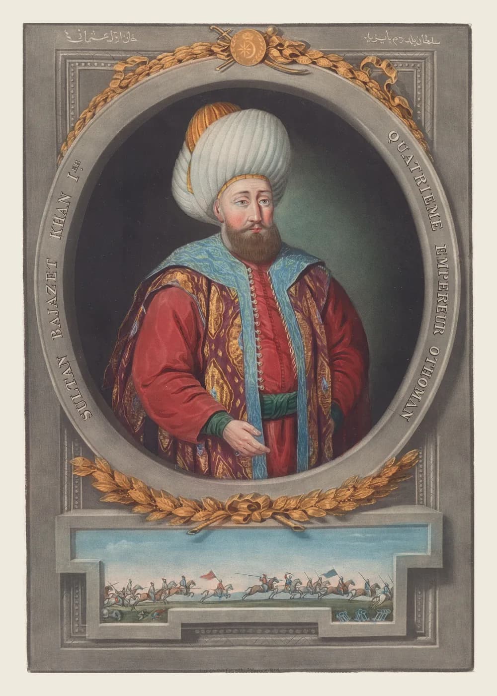 Yıldırım Bayezid Gravür Portresi — Osmanlı Padişahı Tablosu