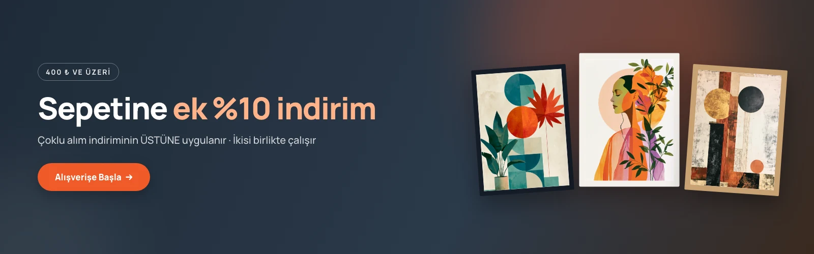 400 ₺ üzeri sepette ek %10 indirim — diğer indirimlerin üstüne
