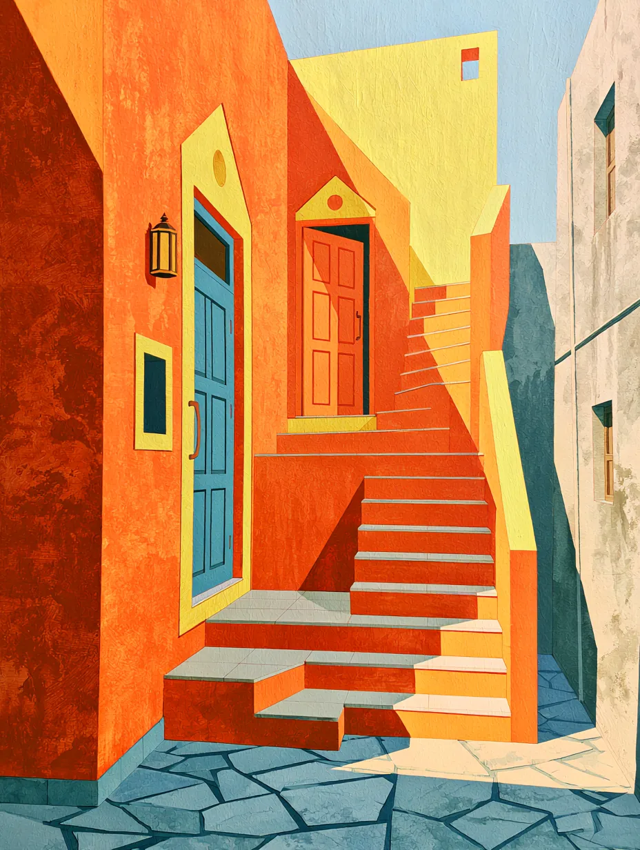 Akdeniz Turuncusu 3'lü Set — Setler temalı çok parçalı tablo — 1. panel
