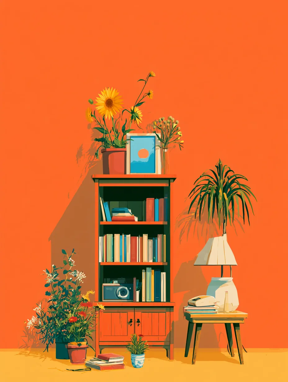 Turuncu Duvar 3'lü Set — Setler temalı çok parçalı tablo — 2. panel